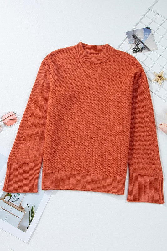 Briar® | Solid knitted sweater with split cuffs and dropped shoulders