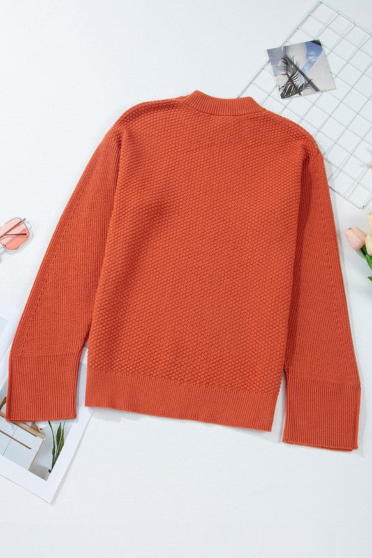 Briar® | Solid knitted sweater with split cuffs and dropped shoulders