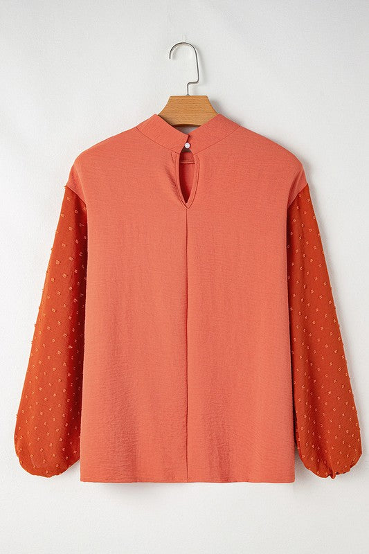 Clara® | Loose women's blouse with Swiss dot balloon sleeves