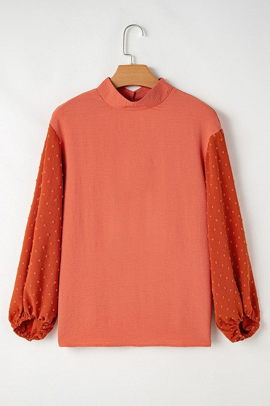 Clara® | Loose women's blouse with Swiss dot balloon sleeves