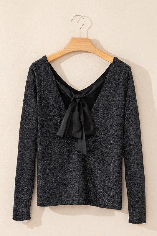 Doris® | Women's top with metallic bow, open back and V-neck