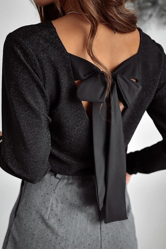 Doris® | Women's top with metallic bow, open back and V-neck