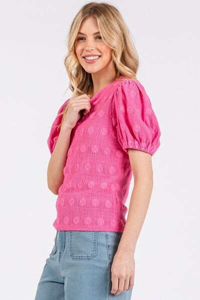 Celia® | Short-sleeved top with a round neckline and a floral pattern