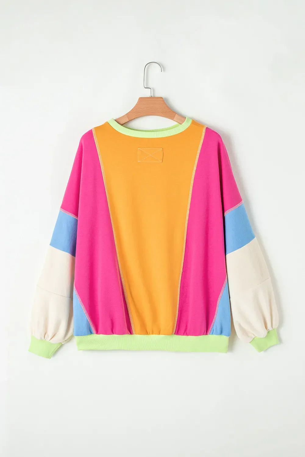 Claudette® | Color block long sleeve crew neck top