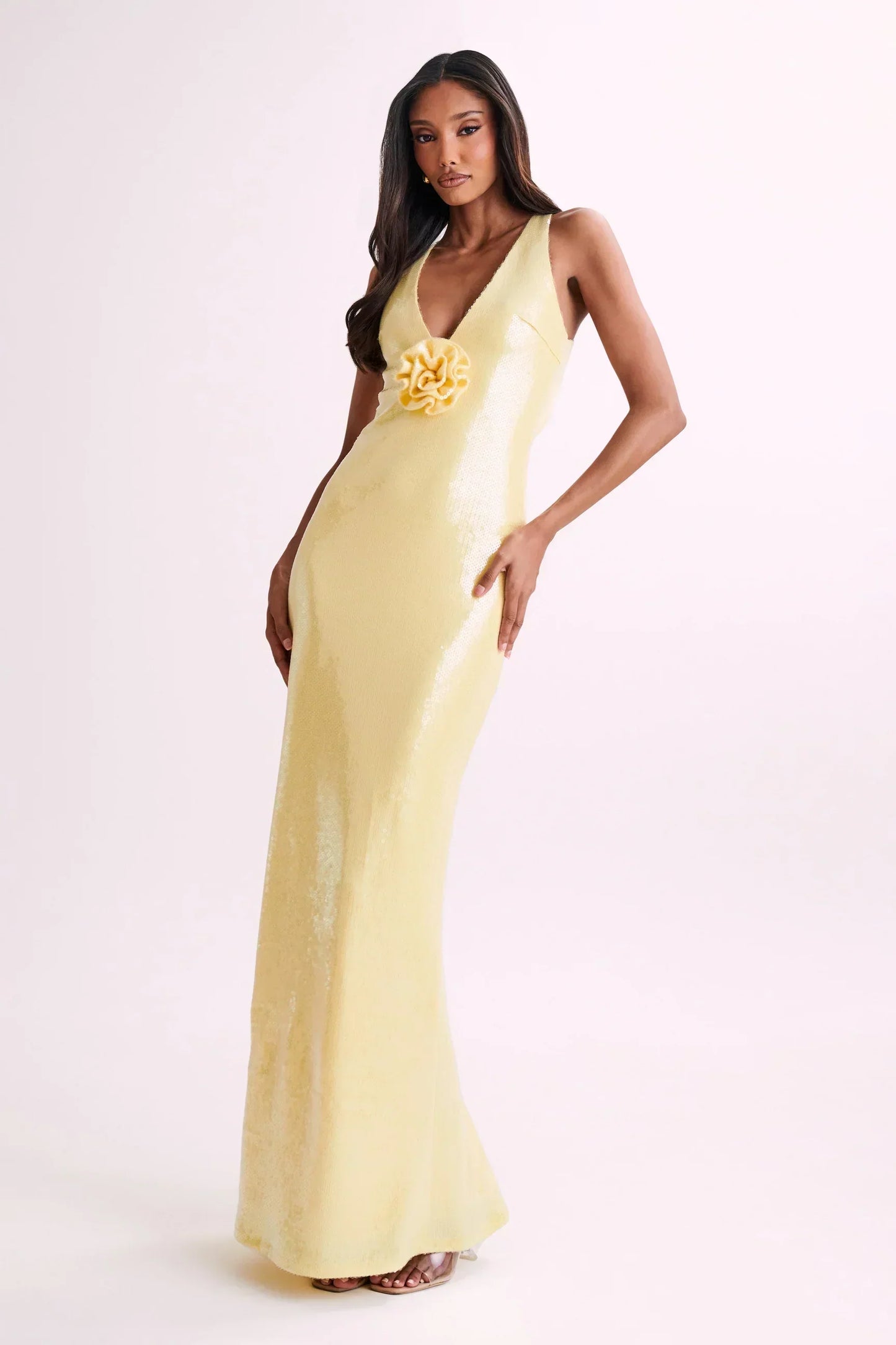 Elisa® | Long sequin dress with rose symbol