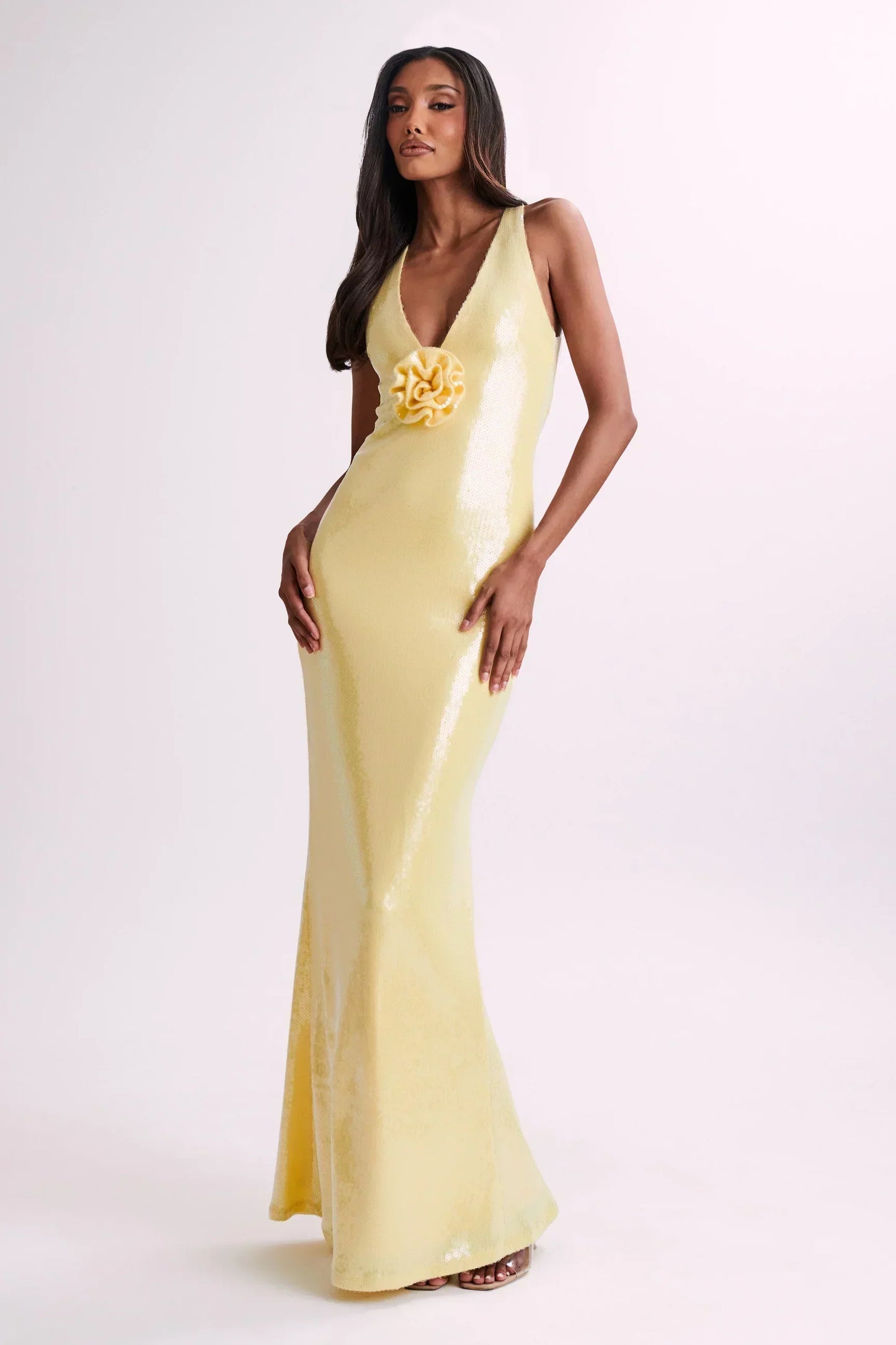 Elisa® | Long sequin dress with rose symbol