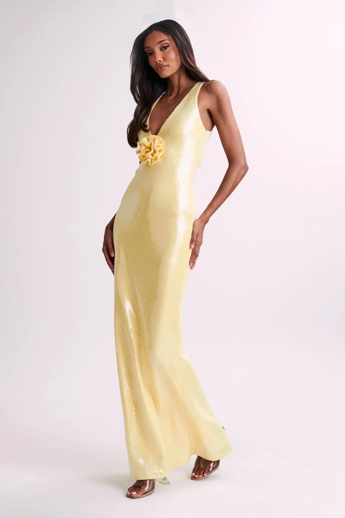 Elisa® | Long sequin dress with rose symbol