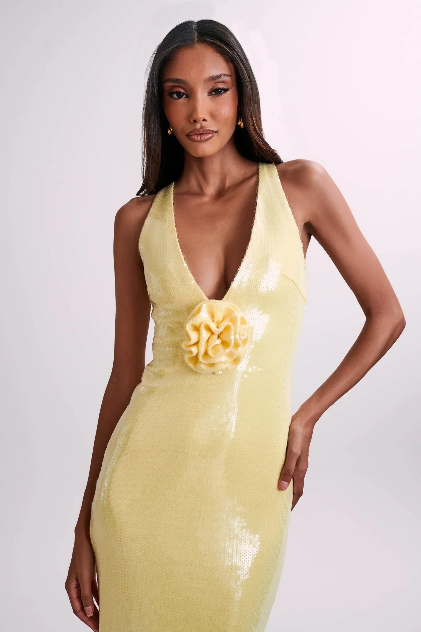 Elisa® | Long sequin dress with rose symbol