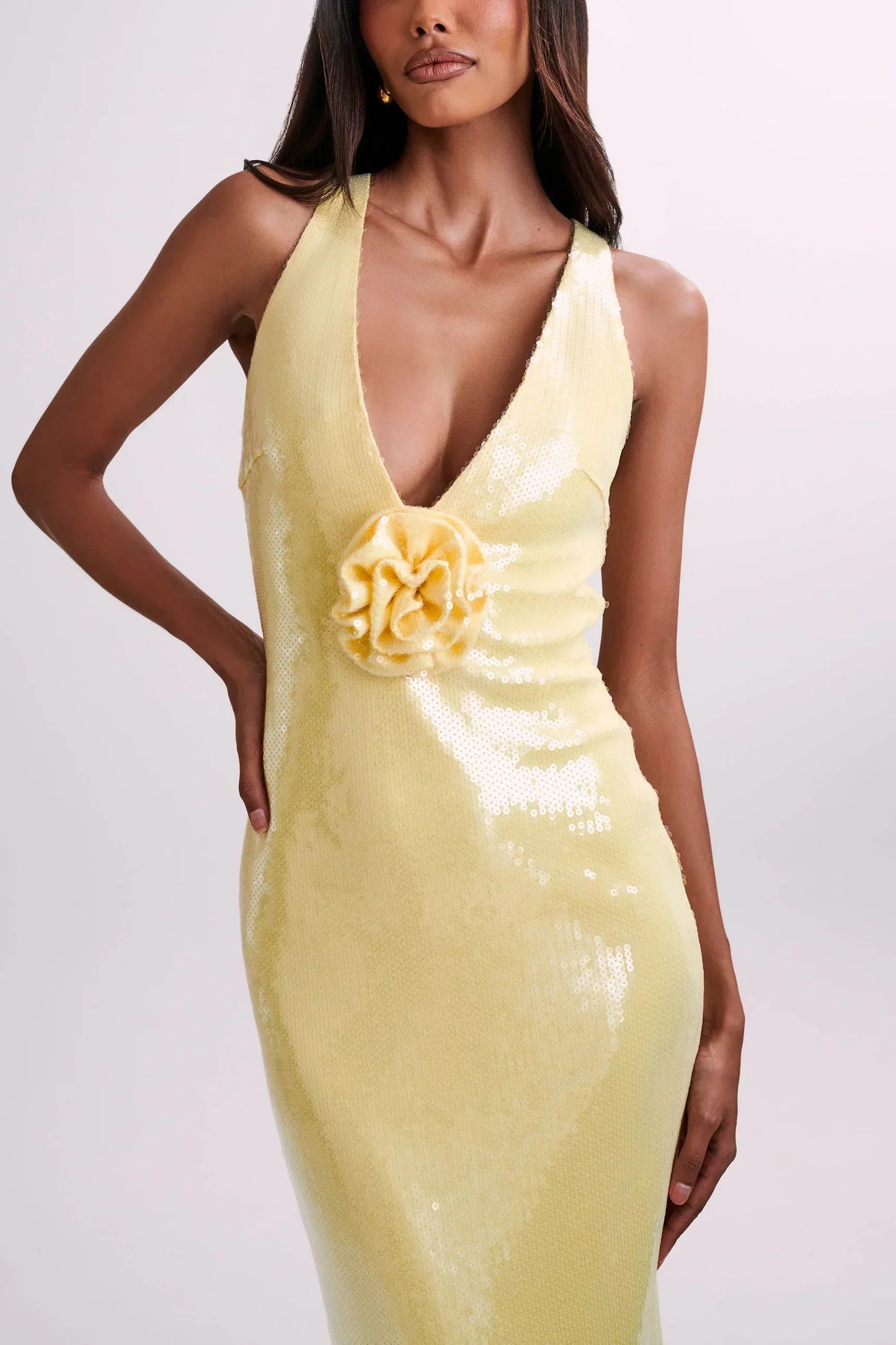 Elisa® | Long sequin dress with rose symbol
