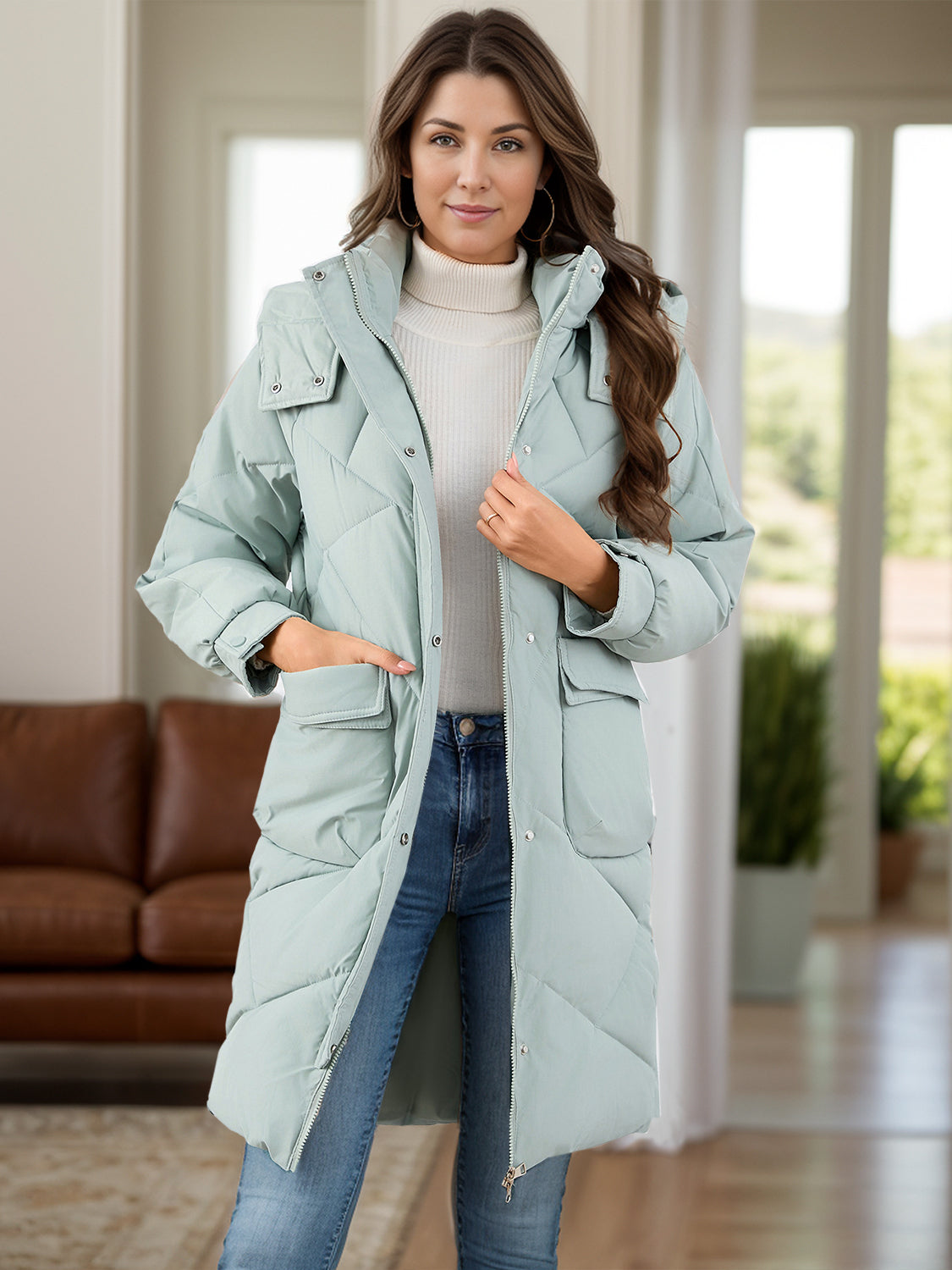 Avelina® | Long-sleeved winter coat with hood and pockets