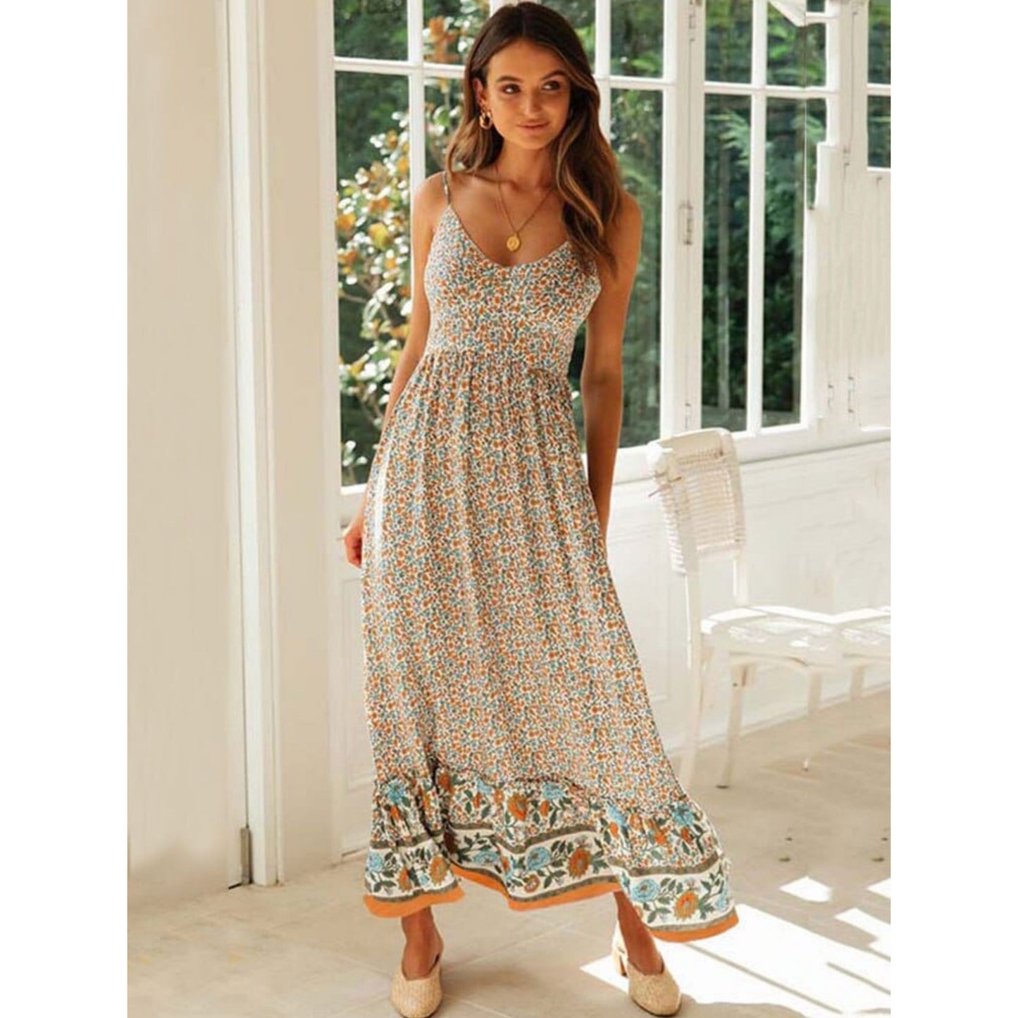 Adelaida® | Women's V-neck maxi dress