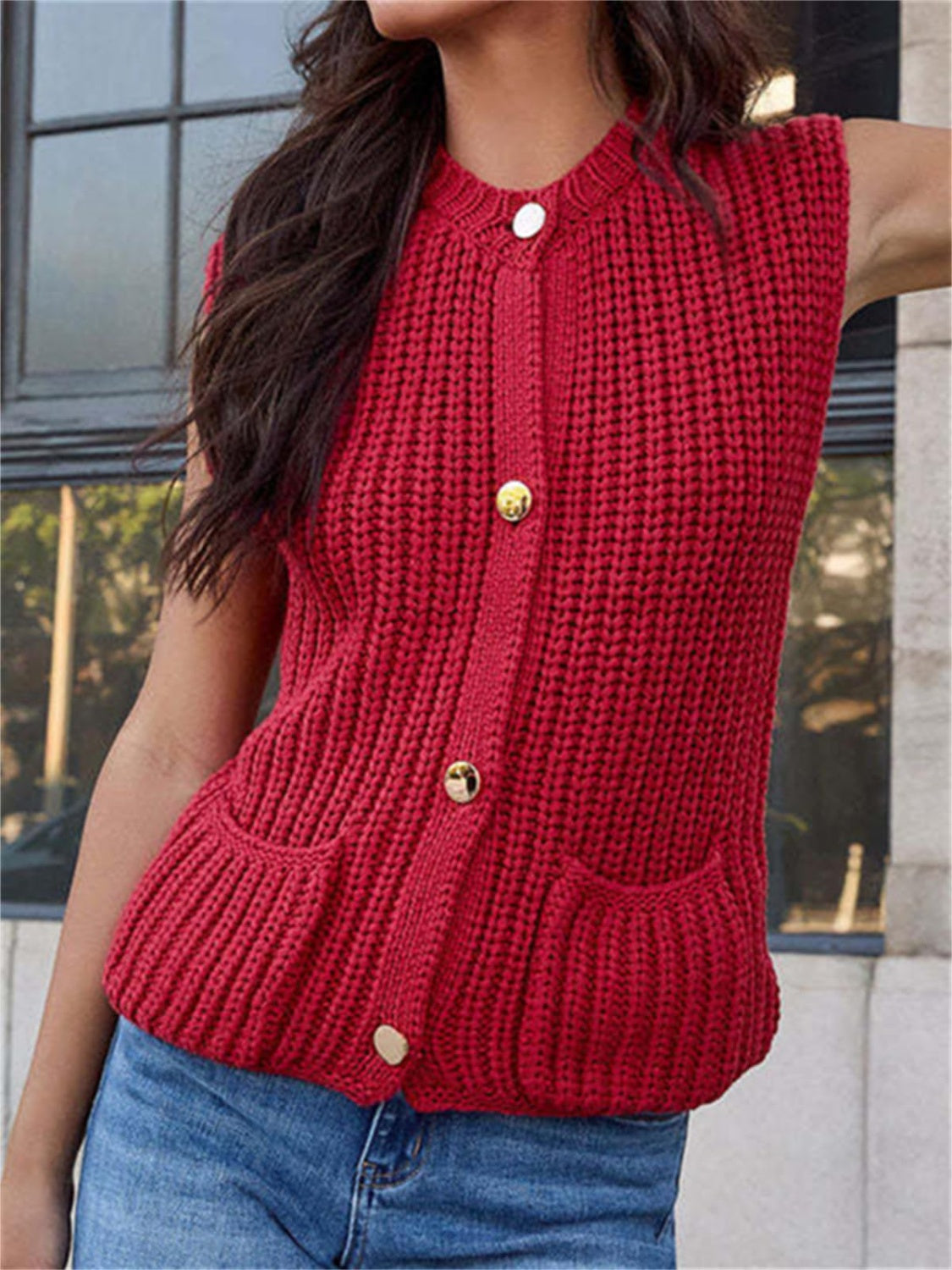 Beatriz® | Button-down sweater vest with pockets