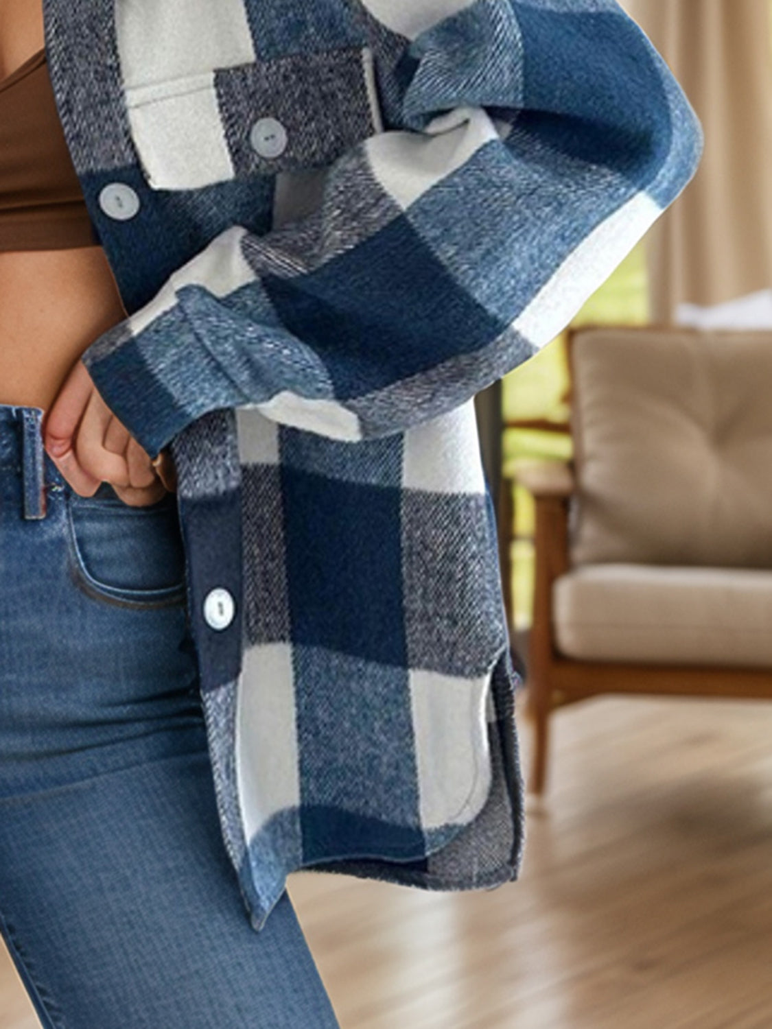 Camila® | Checked long sleeve jacket with buttons