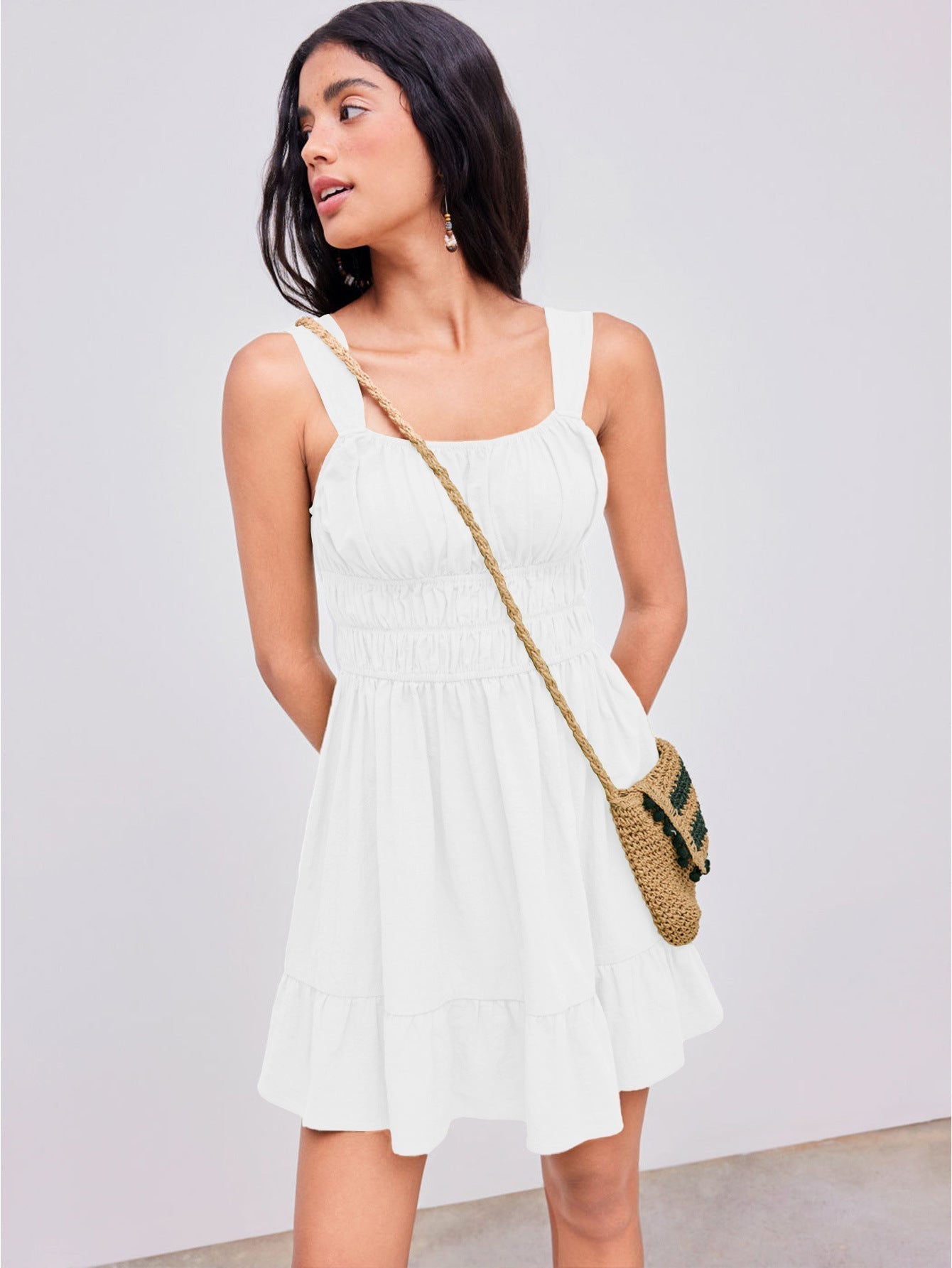 Eliana® | Casual white structured dress.