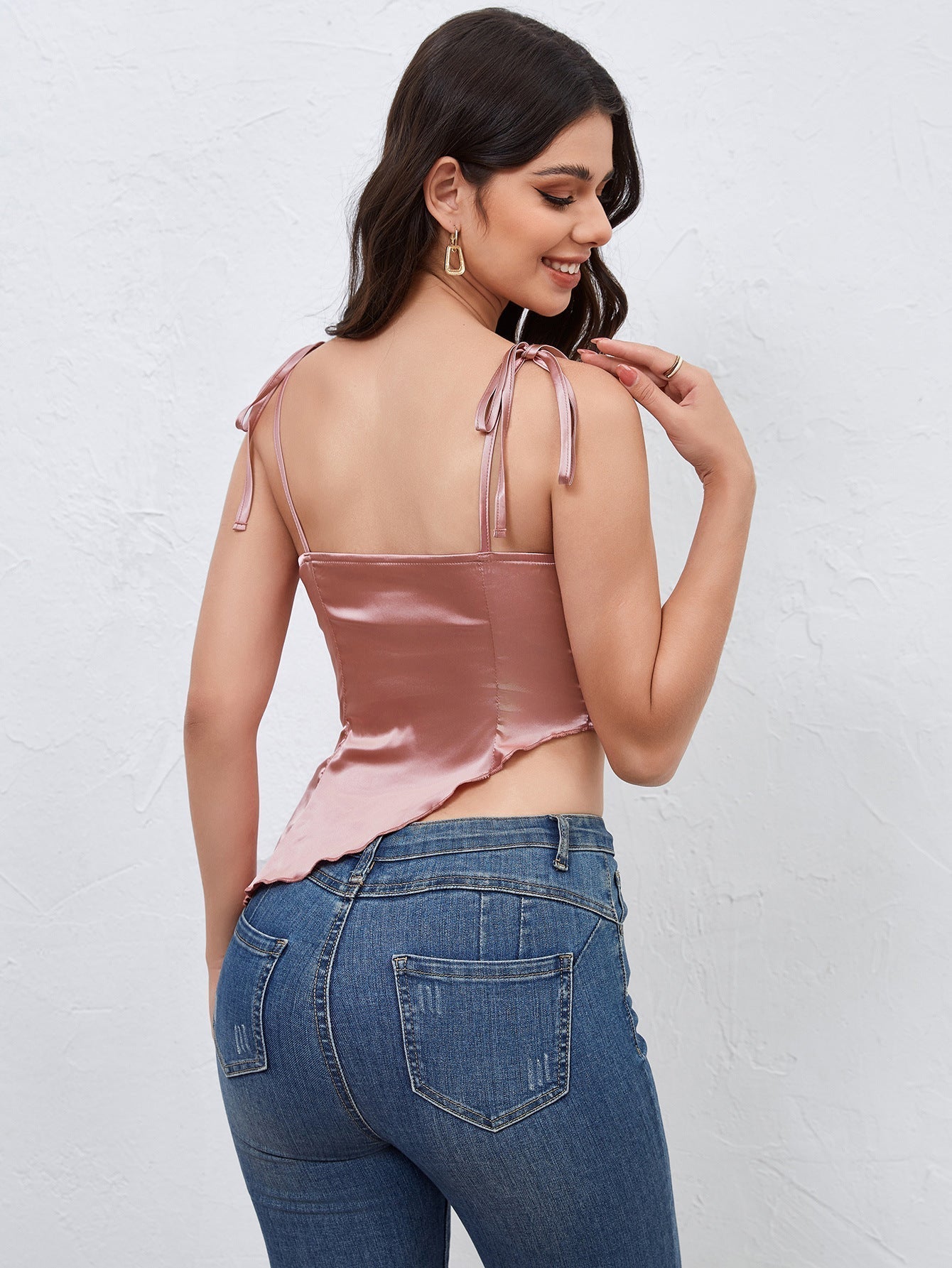 Edna® | Pink crop top with lace closure