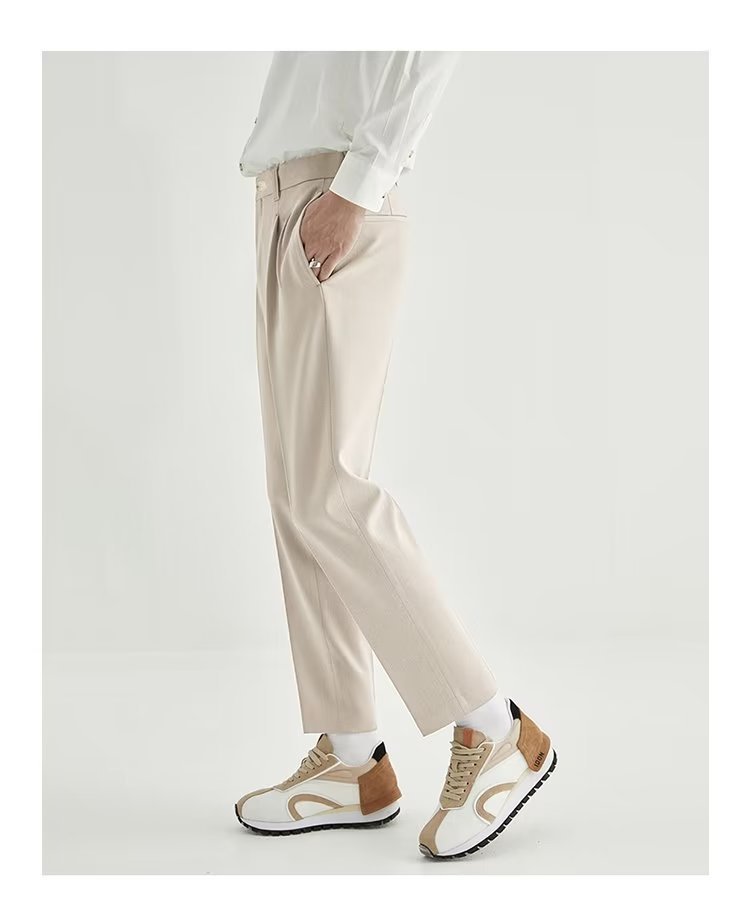 Stan | Men's High-Waisted Pleated Cropped Pants