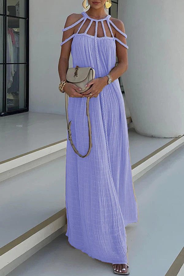 Barbara® | Modern and sophisticated maxi dress with draped braids in linen blend