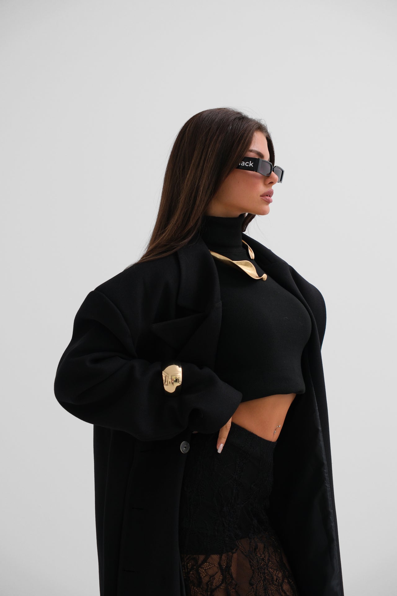 Diana® | Women's oversized cashmere coat in black