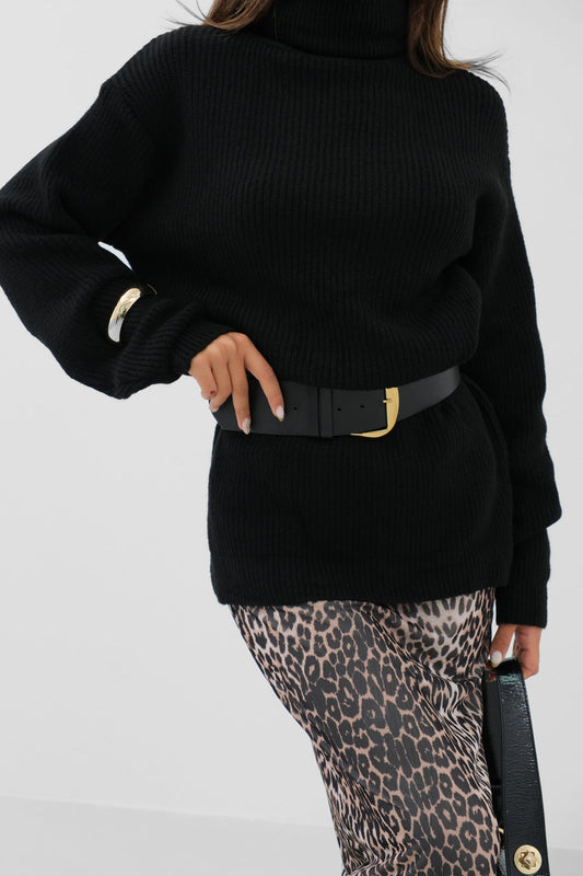Aurelia® | Oversized women's turtleneck tunic in black