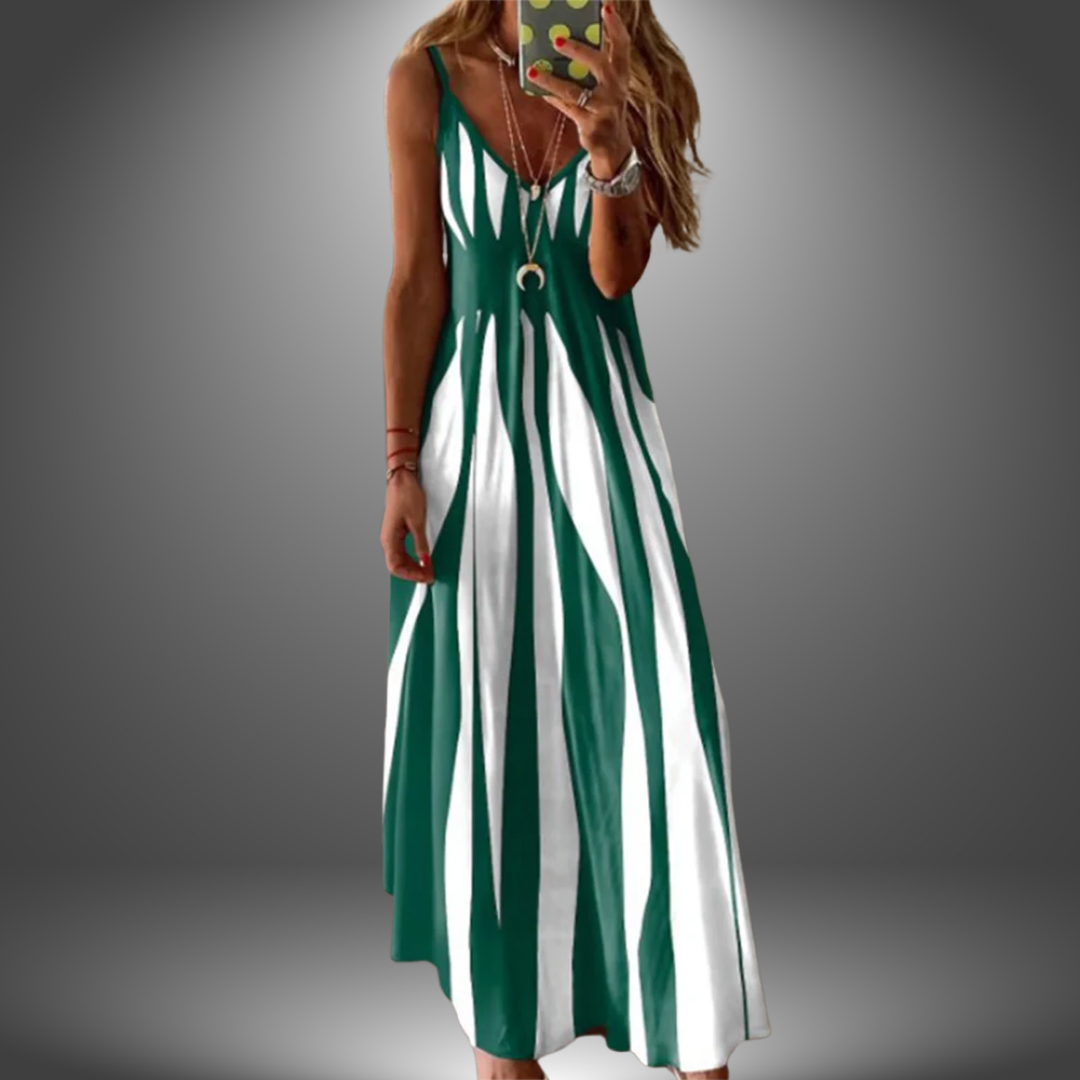 Brianna | Elegant Striped Sleeveless Maxi Dress for Effortless Style