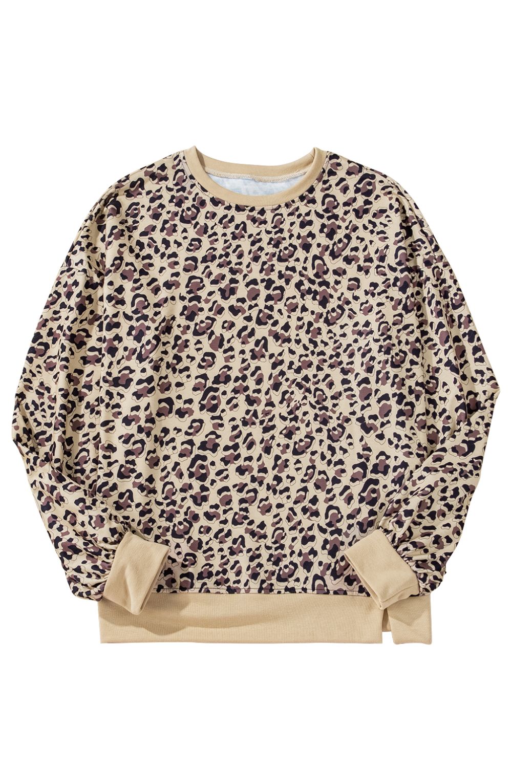 Clara® | Long-sleeved sweatshirt with a slit leopard crew neck