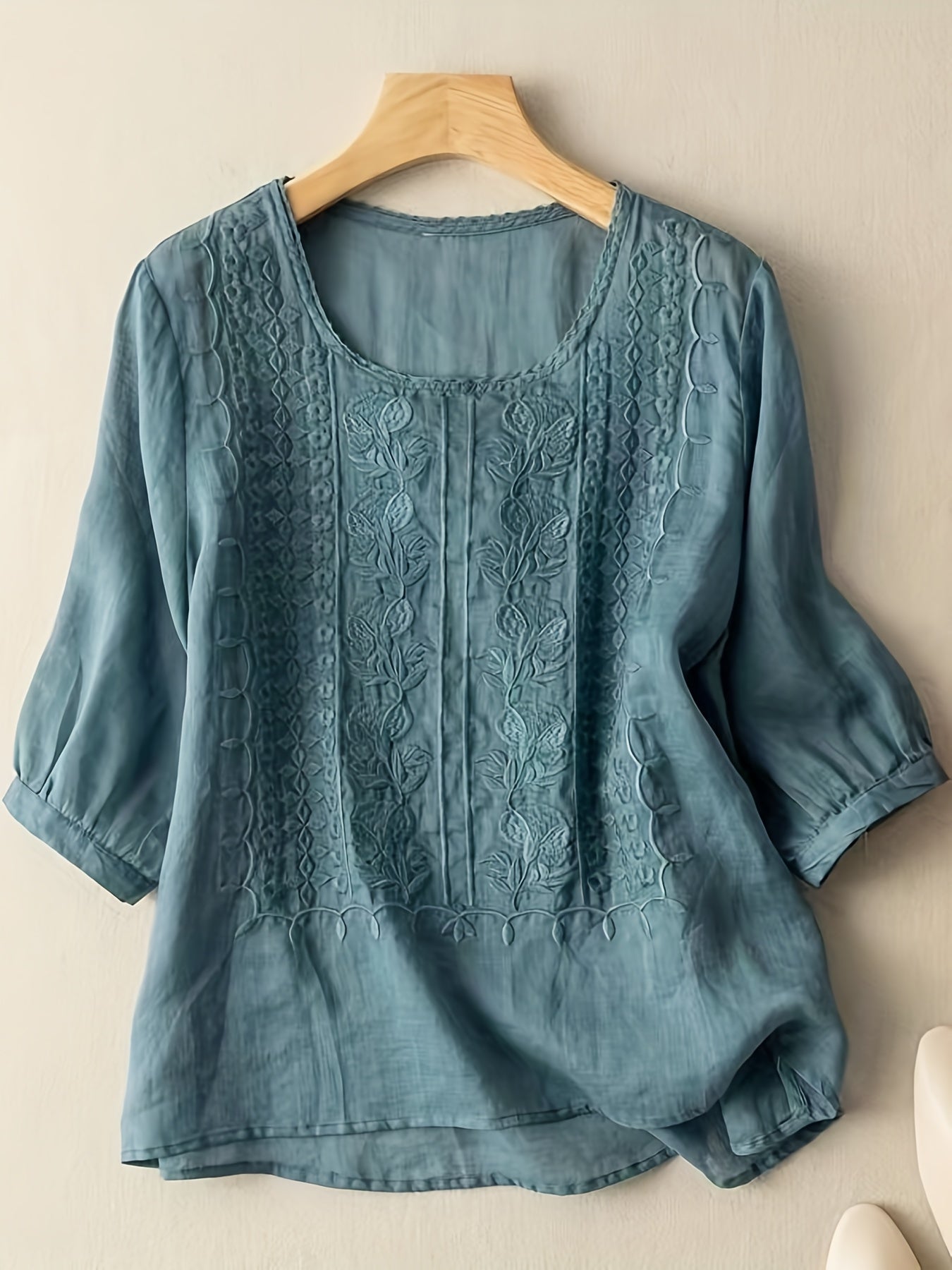 Brenna® | Embroidered Floral Cotton Blouse