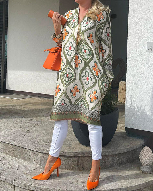 Dinah® | Casual long sleeve dress with floral print