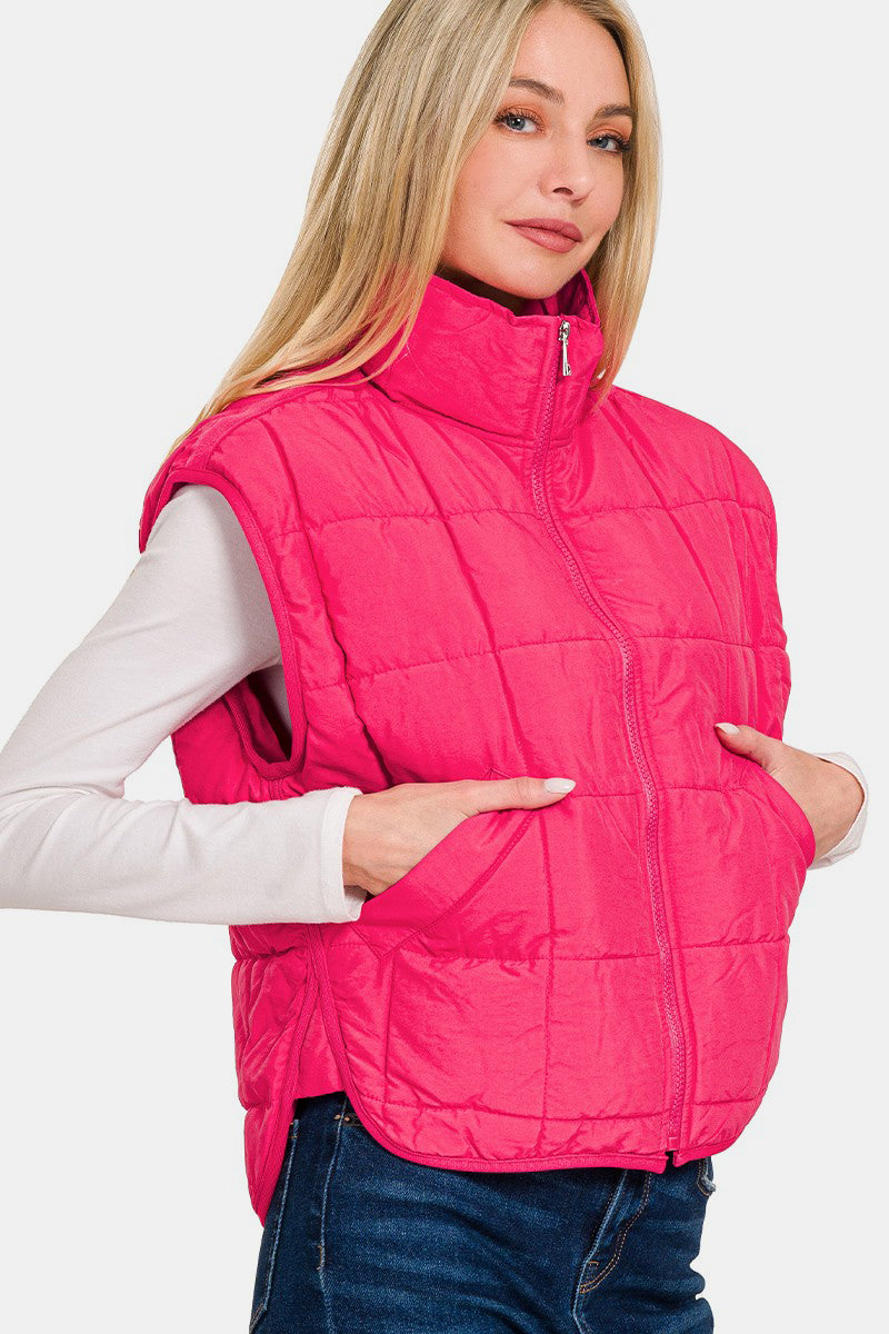 Dafne® | Cropped puffer vest from Zenana with zip and pockets