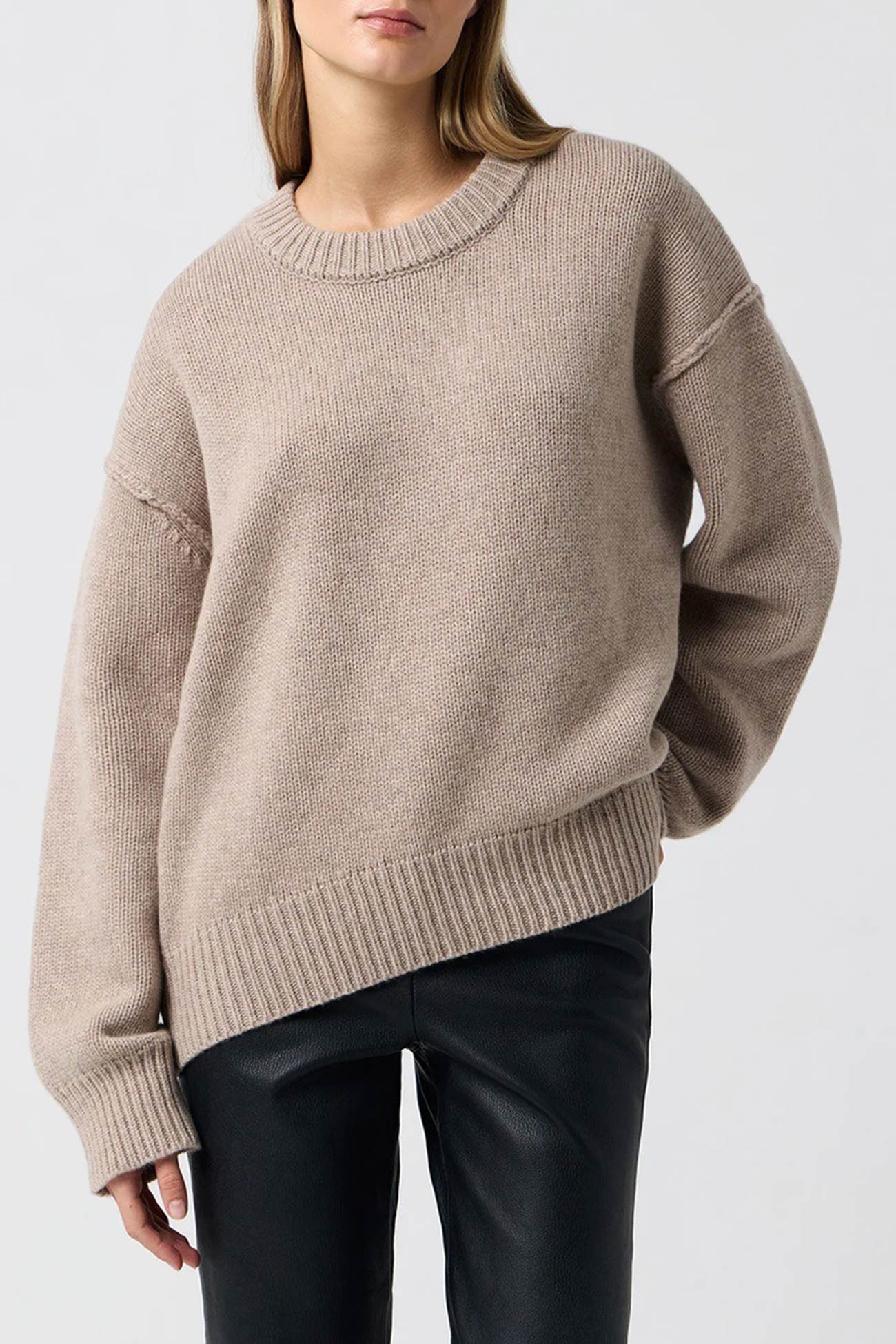 Carmen® | Round Neck Solid Color Pullover Sweater