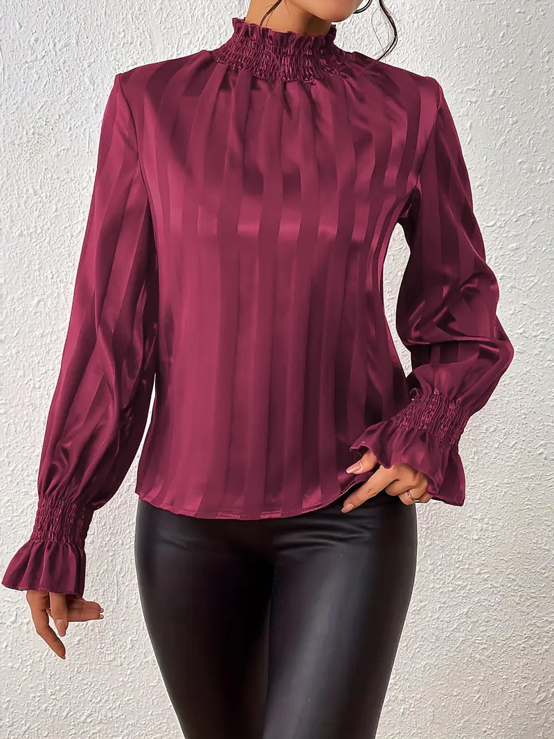 Amara® | Elegant Striped Satin Blouse