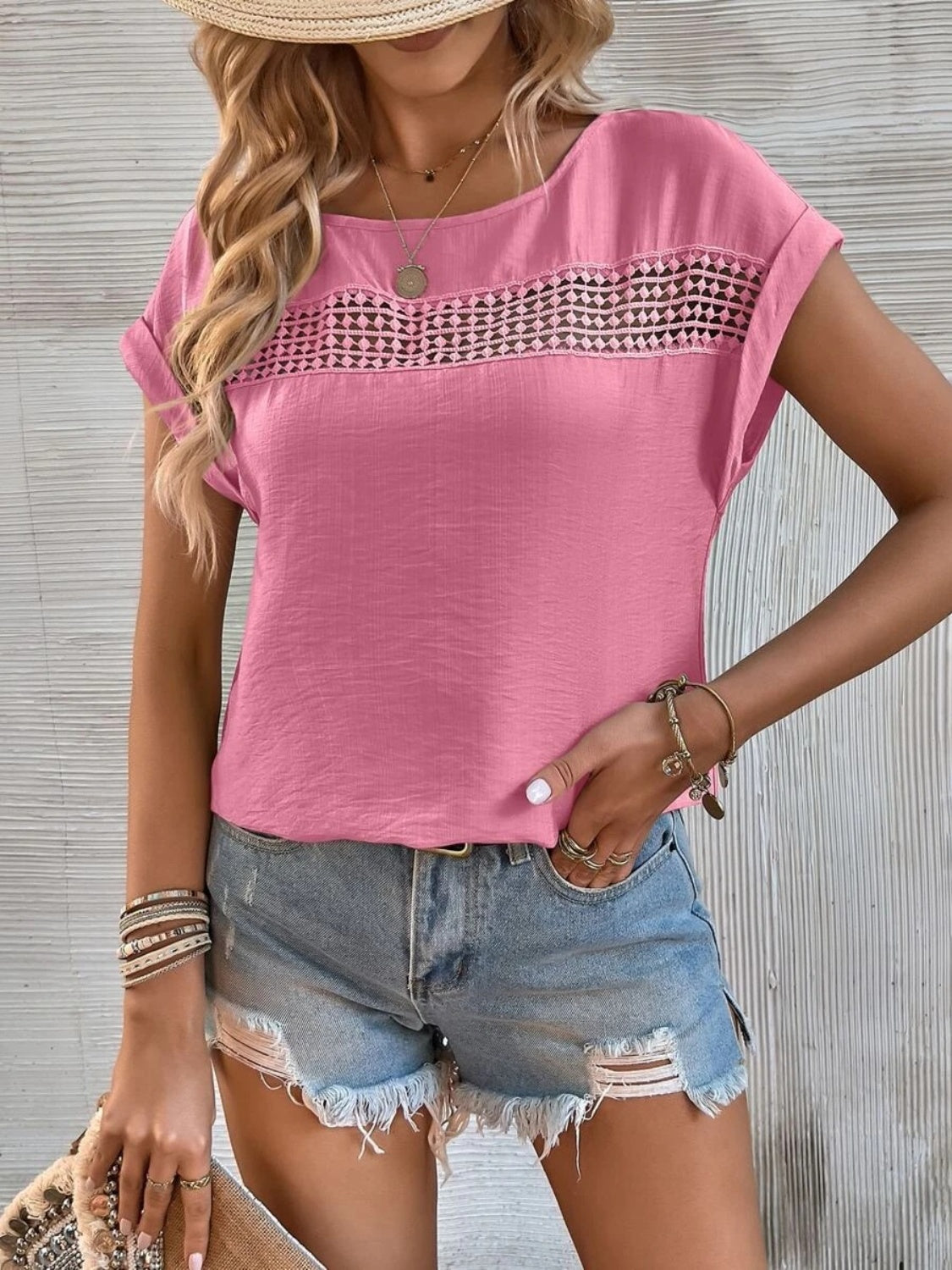 Ambar® | Short-sleeved top with a crew neck and cutout