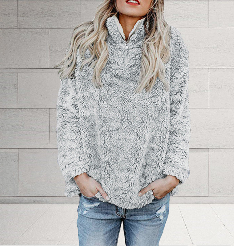 Brittt® | High Neck Long Sleeve Zip Up Blouse