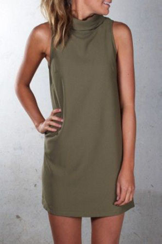 Danna® | Fashionable Casual High Neck Sleeveless Solid Color Dress