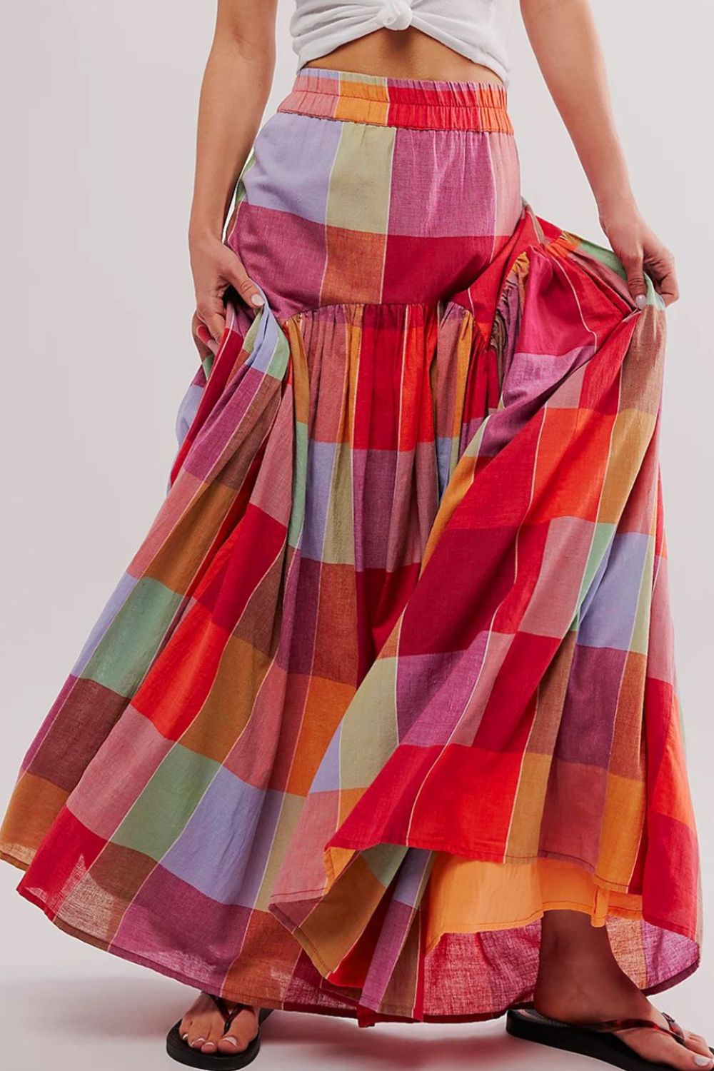 Azul® | Color block maxi skirt with elastic waistband