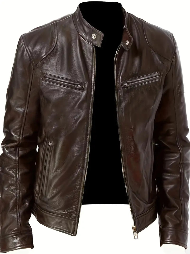 Clarence | Men's Slim Fit Faux Leather Racer Jacket