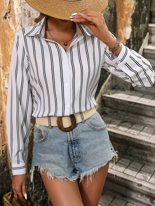 Bree® | Stylish V-Neck Striped Blouse