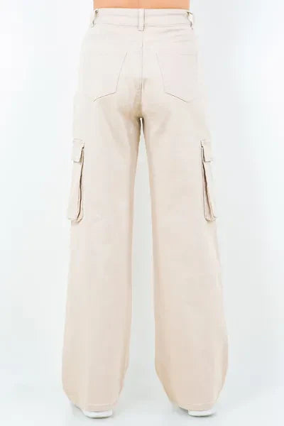 Beatrice® | Large plus size drawstring wide leg cargo pants