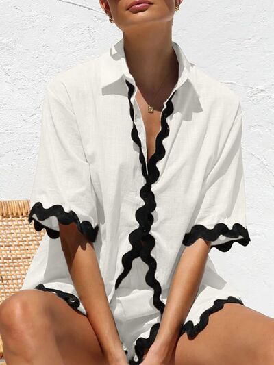 Brigitte® | Set of top and shorts with contrast trim and half-length sleeves