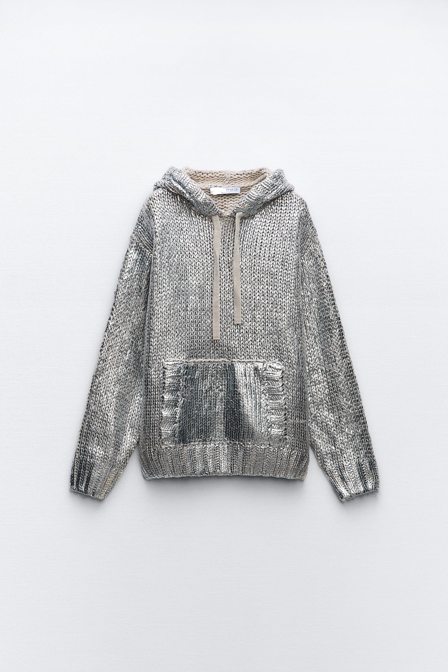 Chloe® | Silver knitted foil hoodie