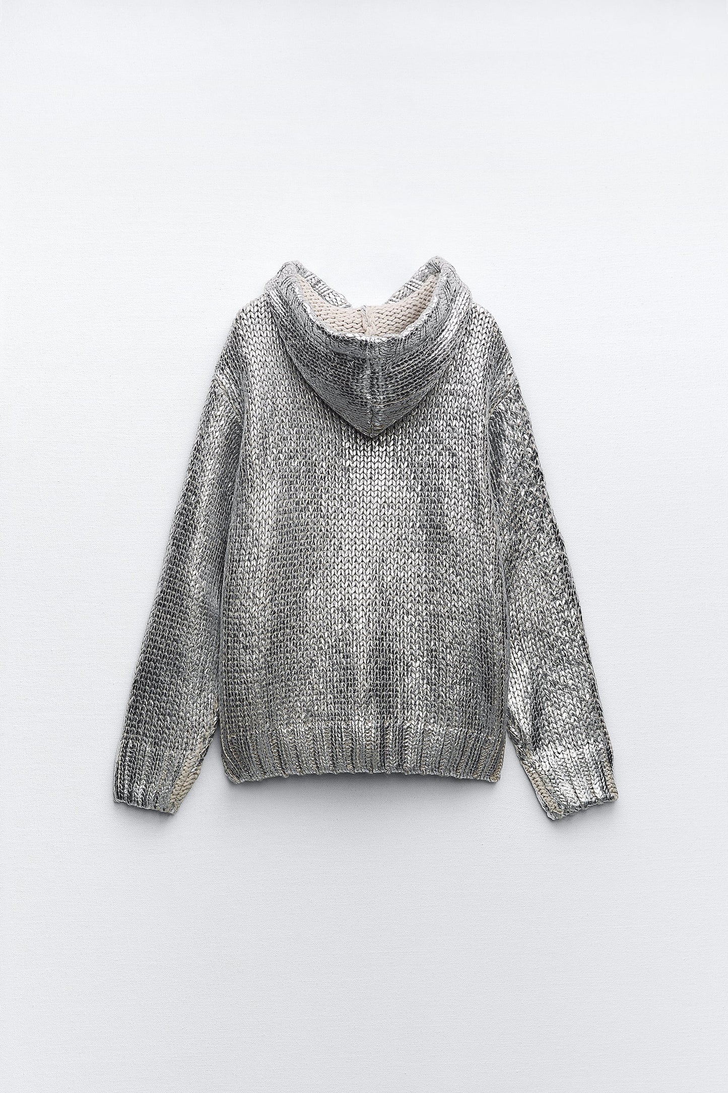 Chloe® | Silver knitted foil hoodie