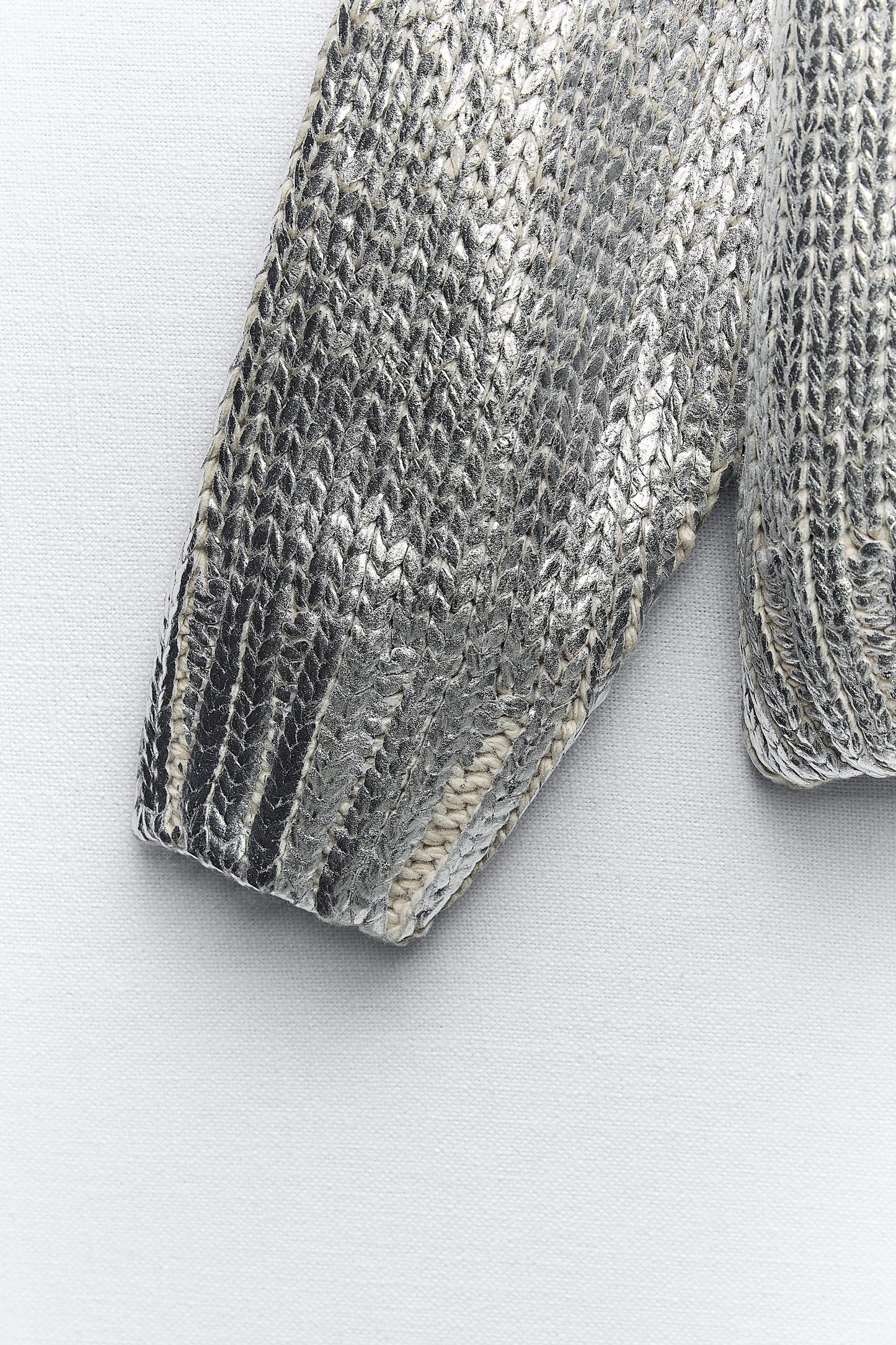 Chloe® | Silver knitted foil hoodie