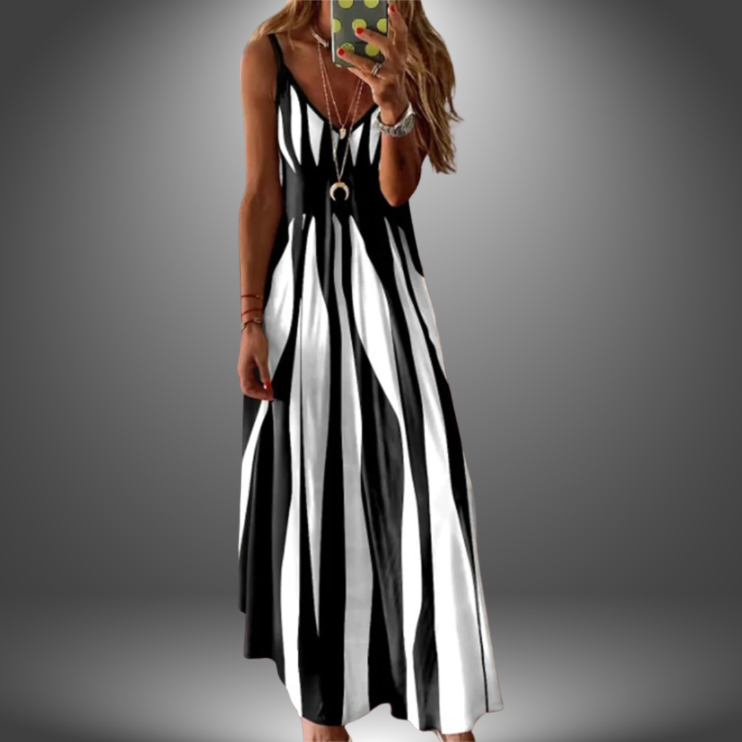 Brianna | Elegant Striped Sleeveless Maxi Dress for Effortless Style