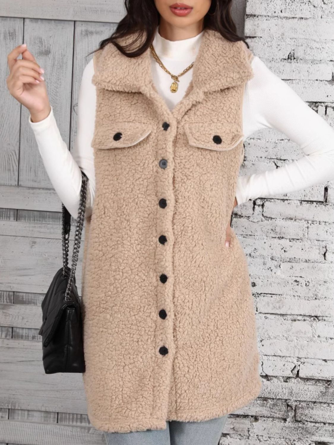 Diana® | Buttoned teddy vest coat