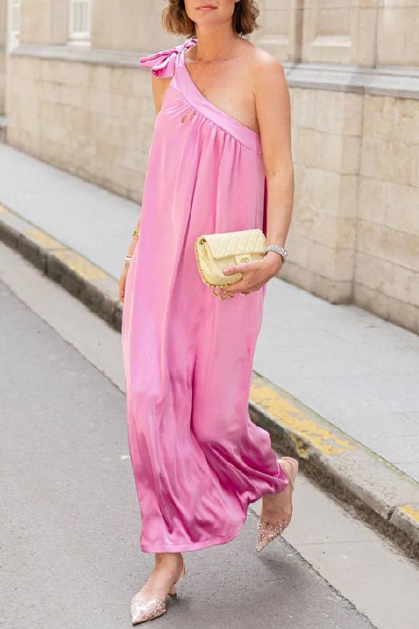 Alicia® | Elegant one-shoulder lace-up dress
