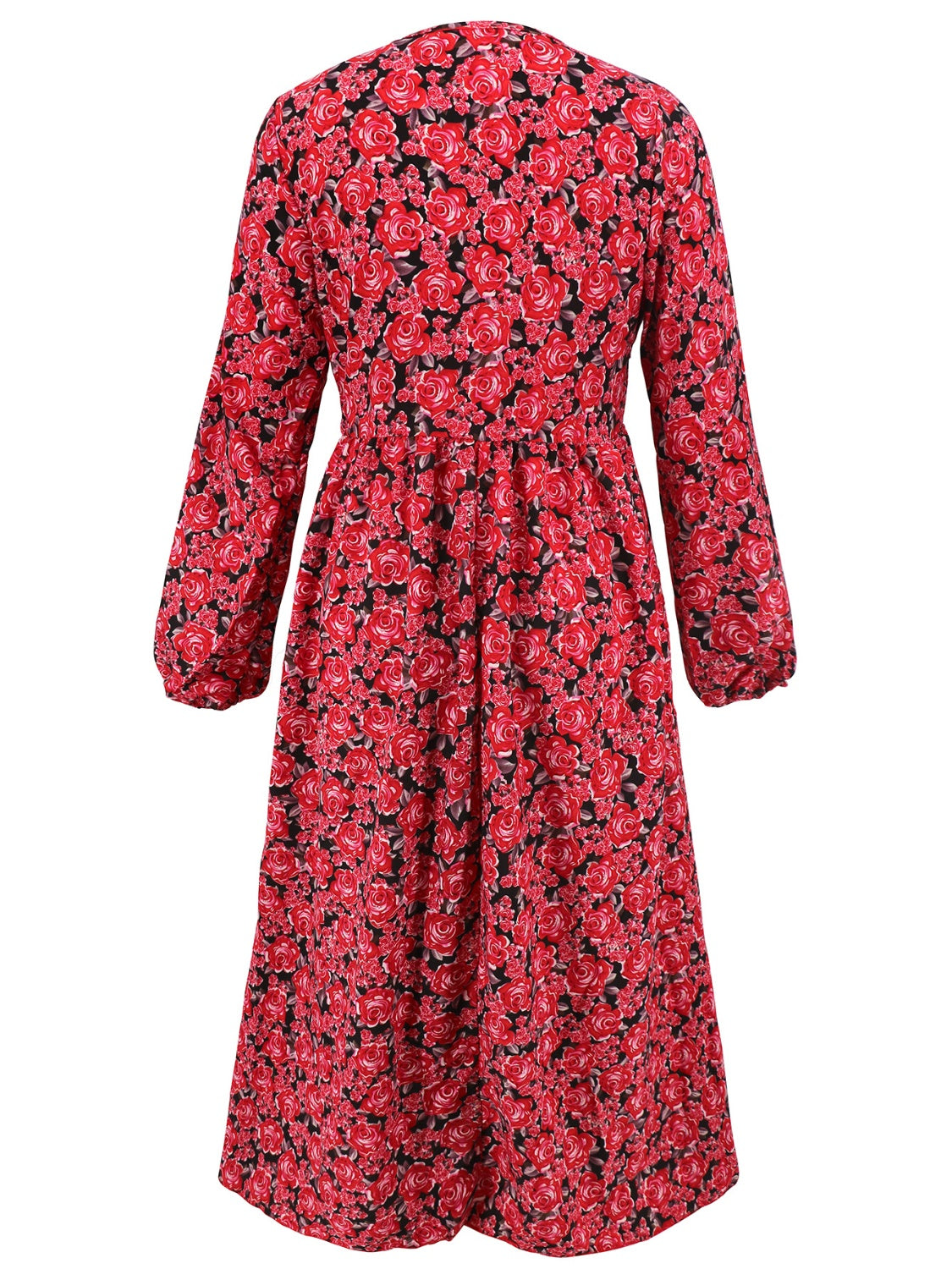 Aranza® | Floral midi dress with a V-neck and long sleeves