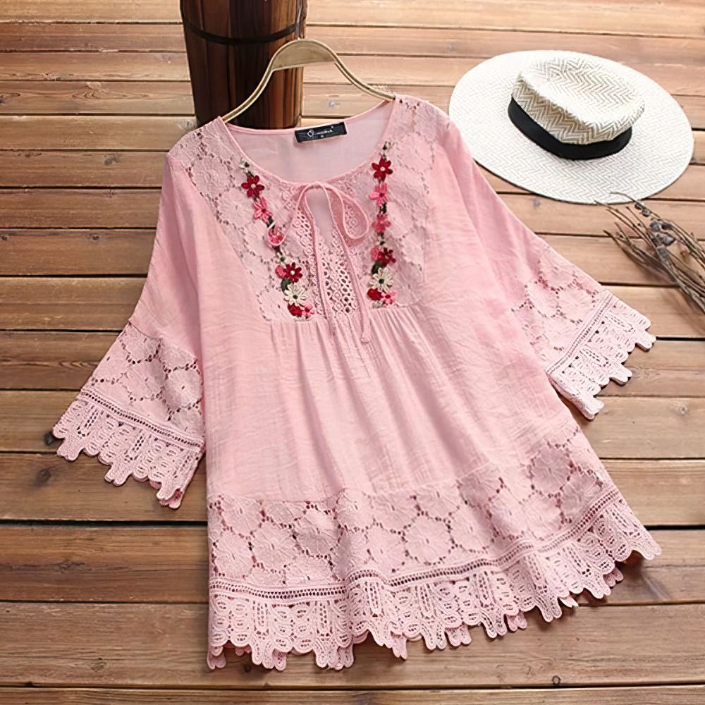 Aixa® | Women'S Lace Accent Top Floral