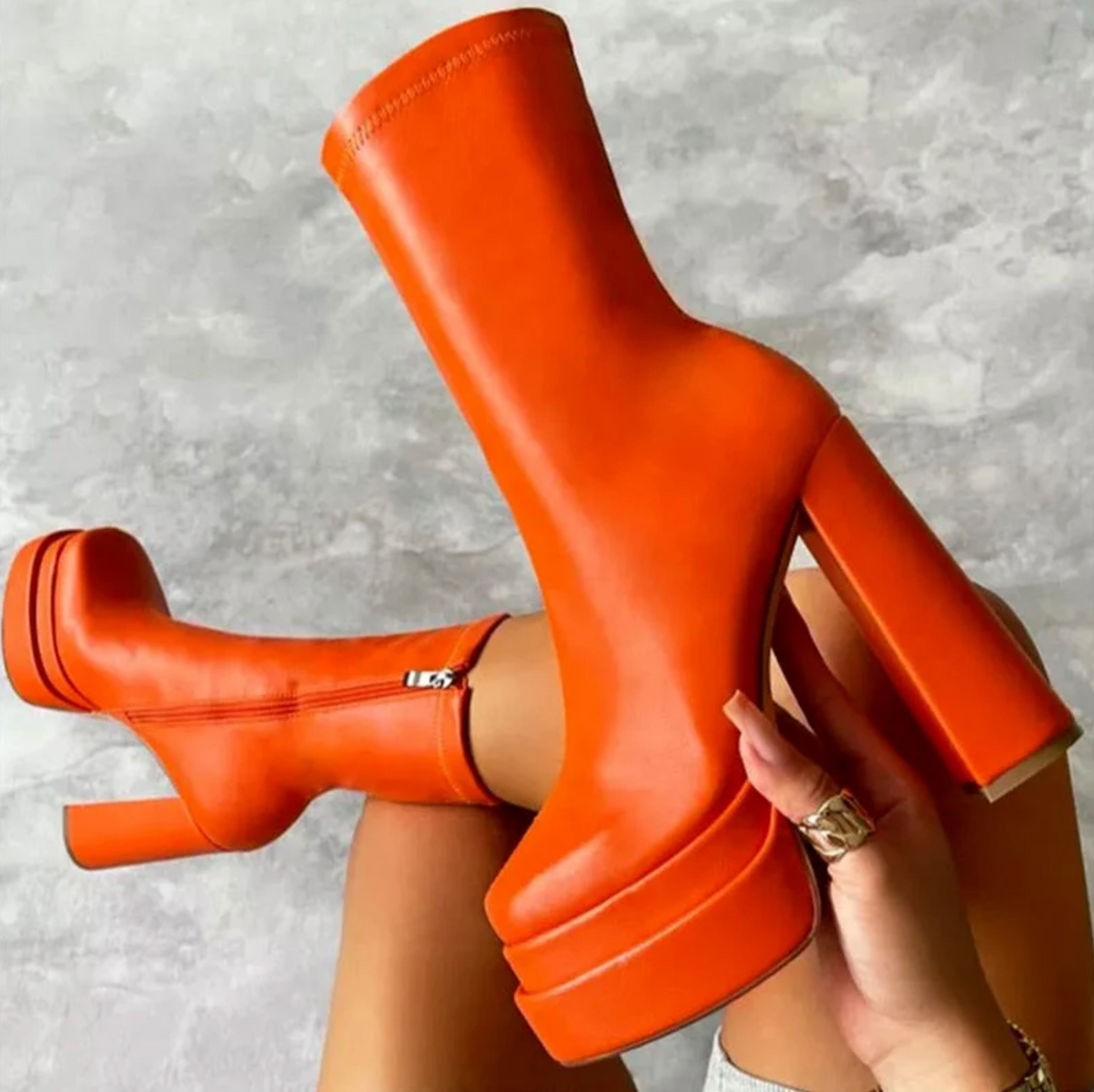 Camille® | Leather boots with thick heels