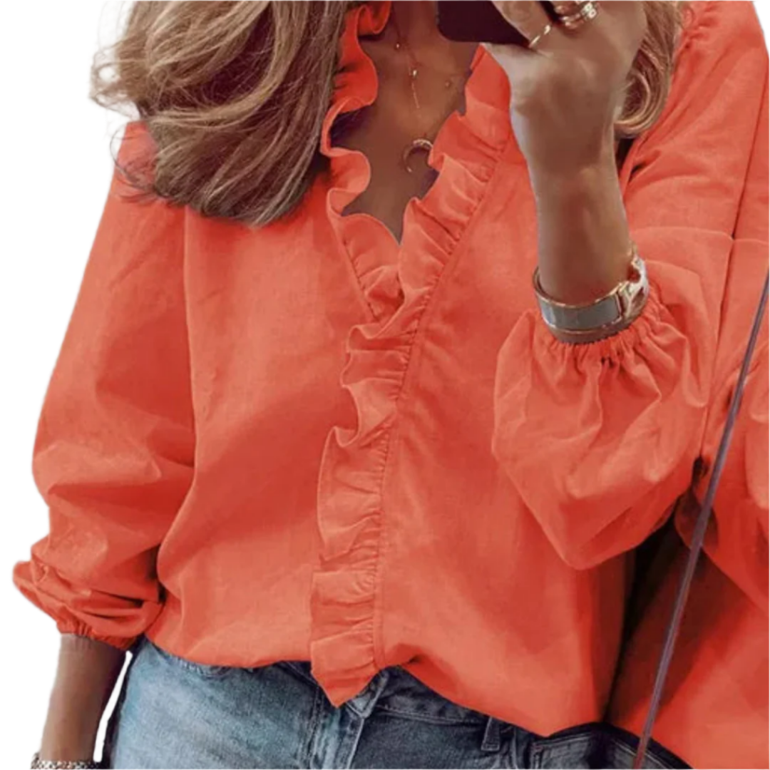 Amalberga® | Women'S Ruffle Top With Elastic Band Sleeves