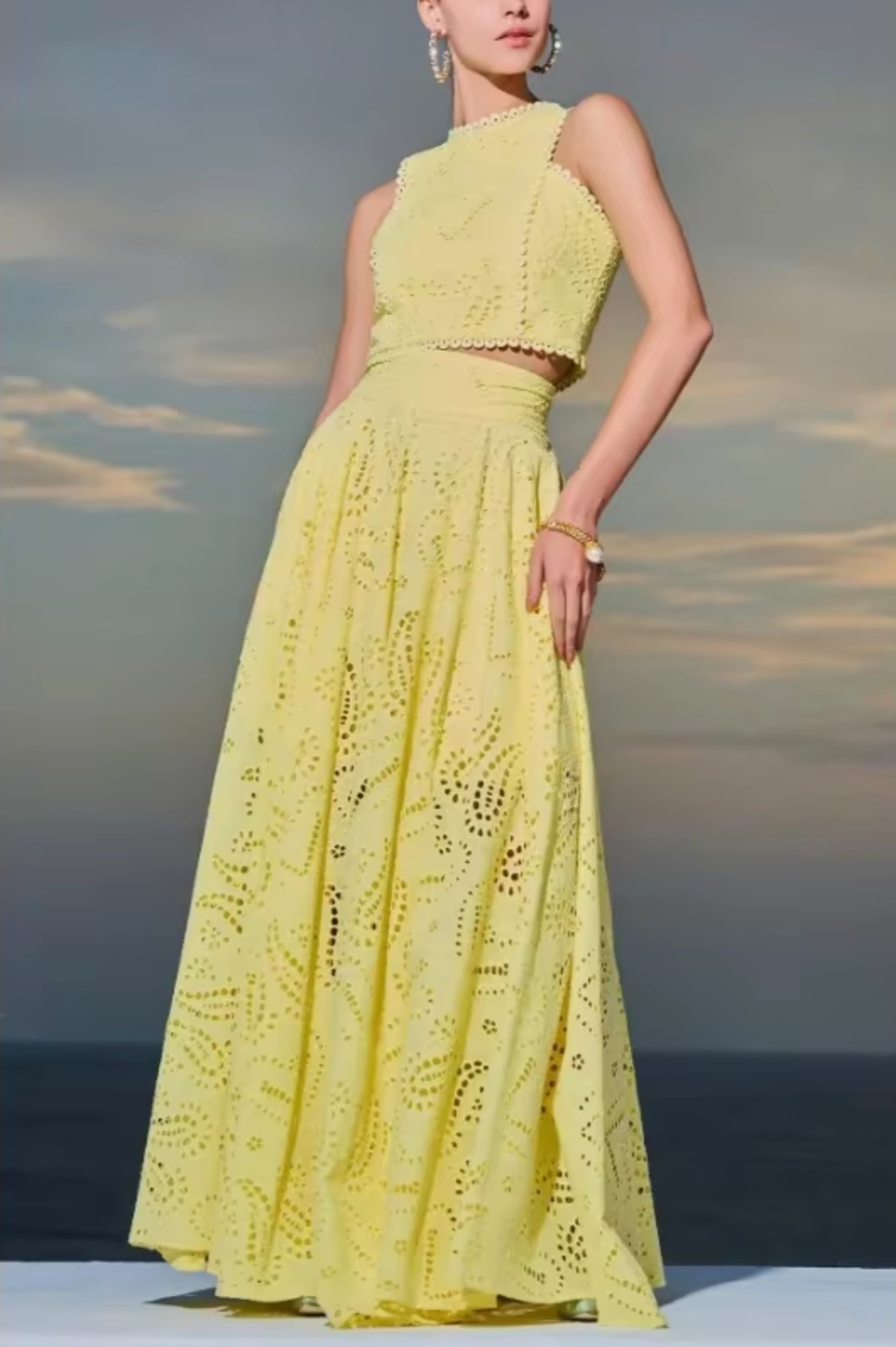 Elisa® | Short top and long skirt made of cotton linen