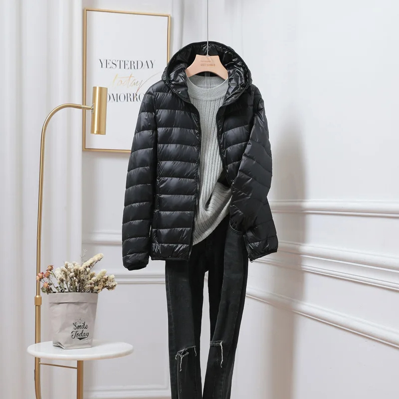 Women’s Puffer Jacket – Regular Fit – Ultralight Quilted – Hooded Foldable Design